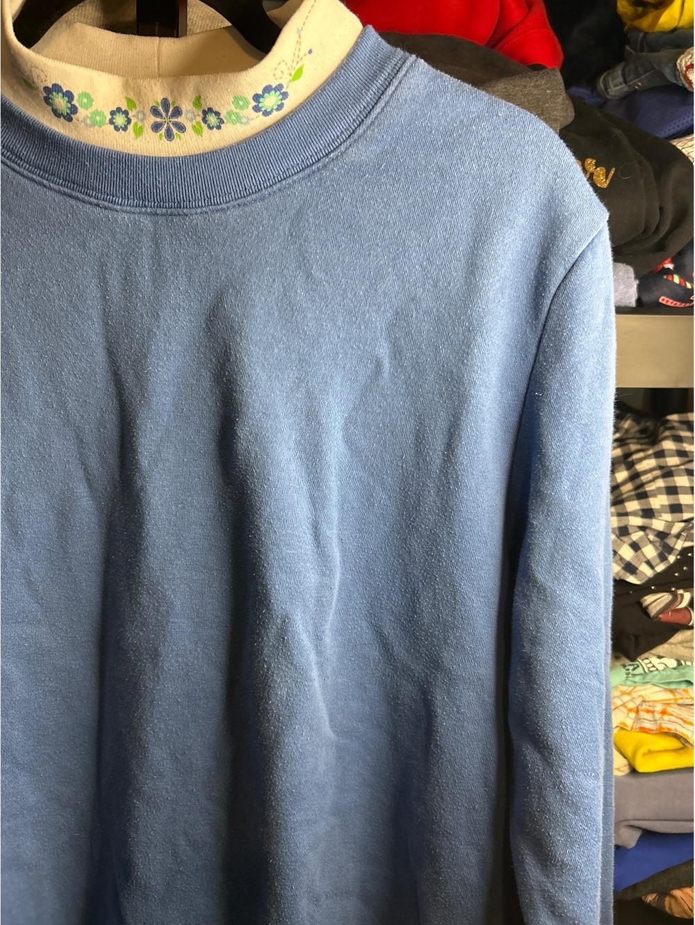 Blair Light Blue Crewneck Sweatshirt with Cream Collar Detail